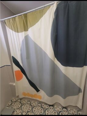 West Elm Cotton Abstract Geometric Shower Curtain - Multi-Color